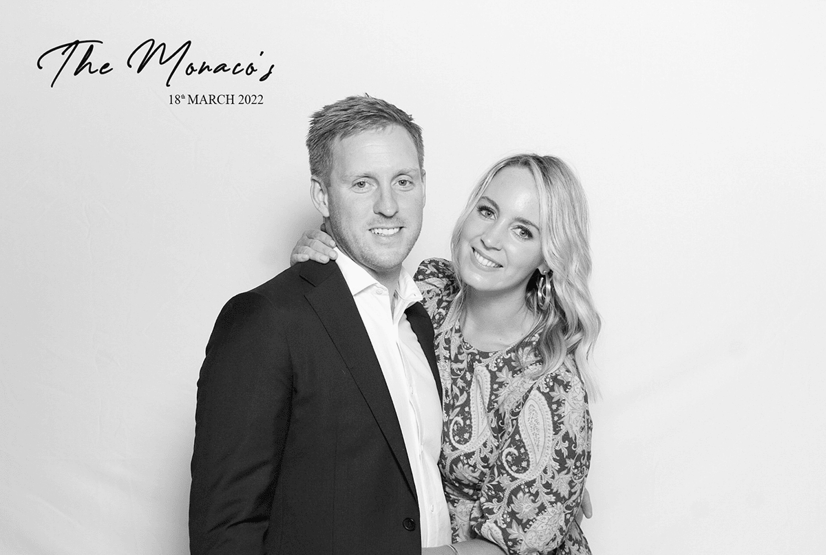 GLAM Booth Hire with Classic Black and White Photos - The Monaco's Wedding Photo Booth