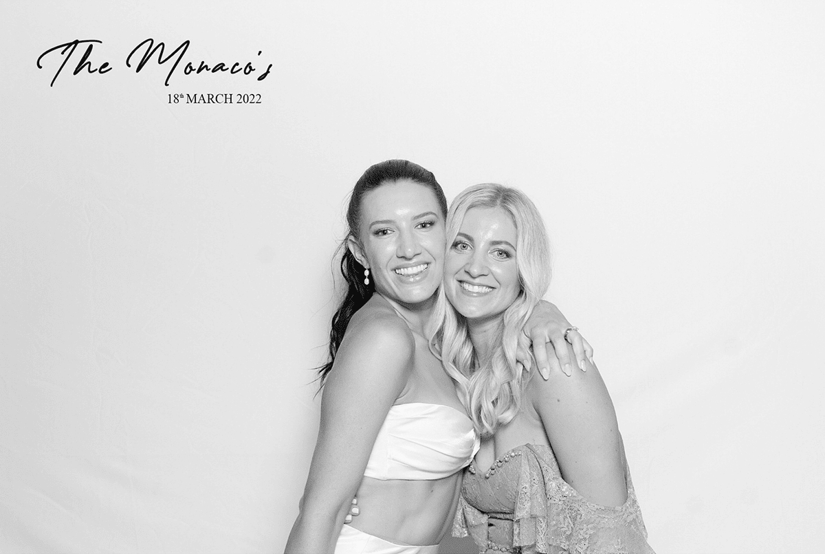 GLAM Booth Hire with Classic Black and White Photos - The Monaco's Wedding Photo Booth