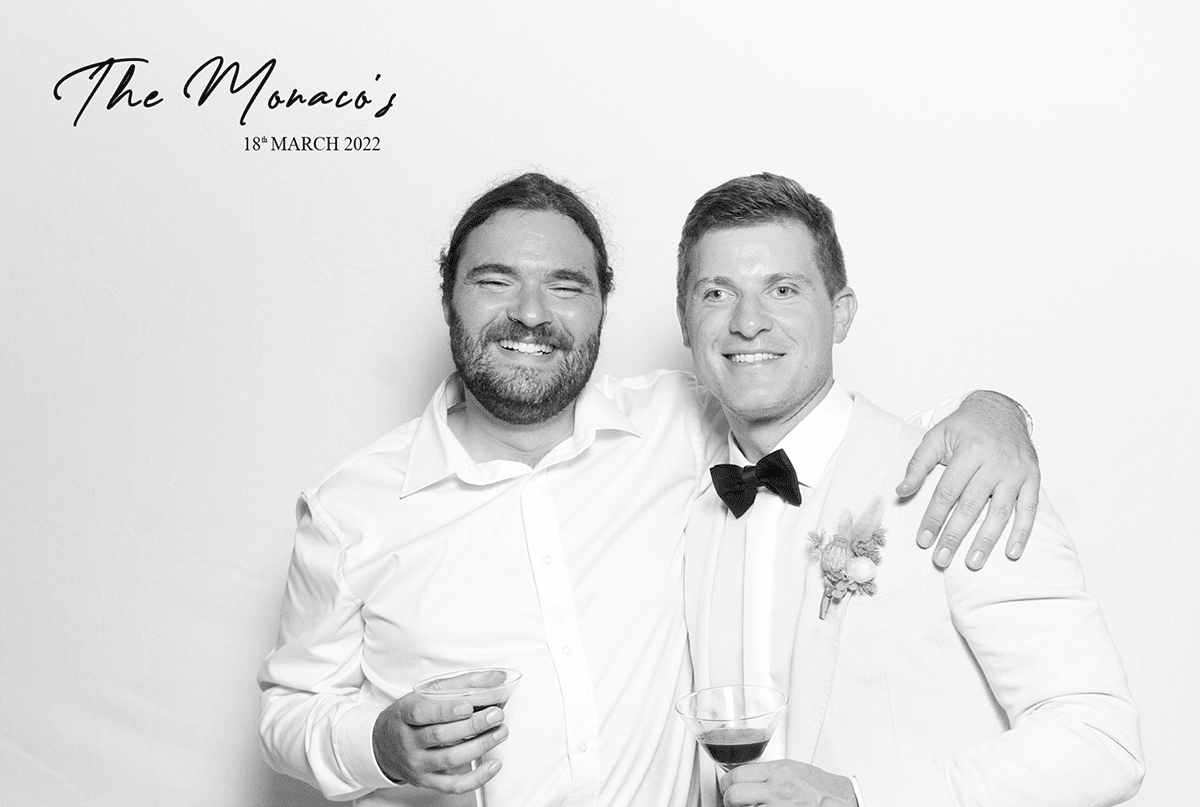 GLAM Booth Hire with Classic Black and White Photos - The Monaco's Wedding Photo Booth