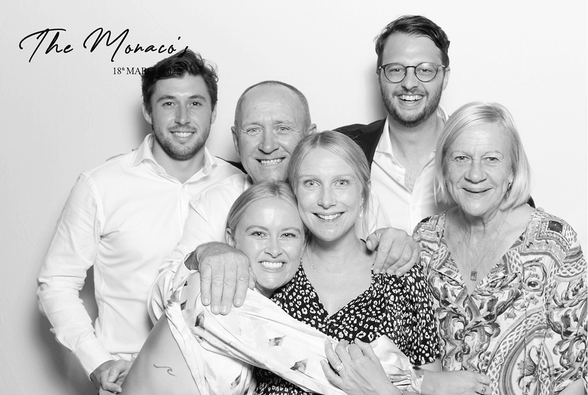 GLAM Booth Hire with Classic Black and White Photos - The Monaco's Wedding Photo Booth