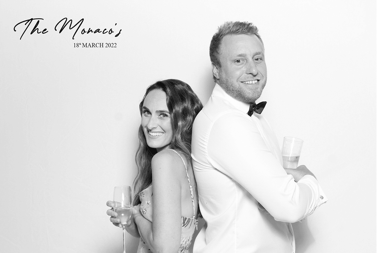 GLAM Booth Hire with Classic Black and White Photos - The Monaco's Wedding Photo Booth