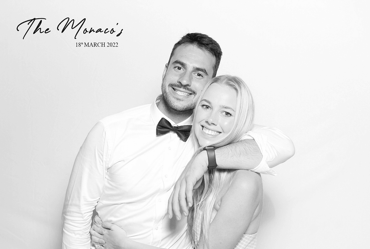 GLAM Booth Hire with Classic Black and White Photos - The Monaco's Wedding Photo Booth