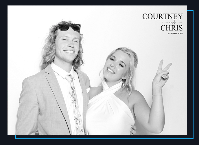 GLAM Booth Hire with Classic Black and White Photos - Courtney and Chris